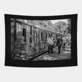 Train conductors on the platform of the Norfolk Poppy Line Tapestry