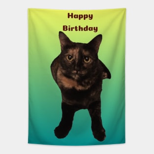 Happy Birthday Cat Tapestry