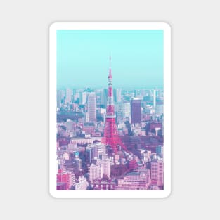 Tokyo Tower Citypop Aesthetic Pink and Blue 90s Vaporwave Photography y2k Magnet