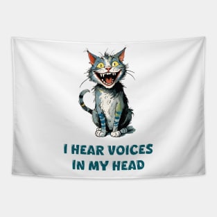 Crazy Cat Hears Voices Tapestry