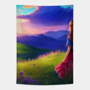 Girl in the landscape. Tapestry