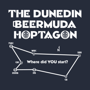 Dunedin Beermuda Hoptagon 2 sided (white ink) T-Shirt