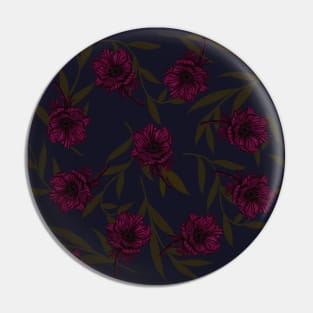 Anemone Field Pink & Dark Blue Pin