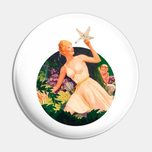girl in the forest is observed retro vintage Pin