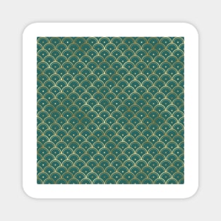 Teal and Gold Vintage Art Deco Dotted Scales Pattern Magnet