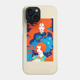 Art Deco Woman Red Head Phone Case