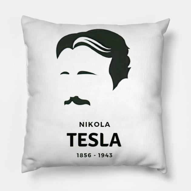 Nikola Tesla (1856 - 1943) Pillow by Artemis Art House