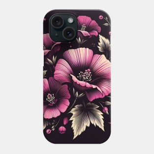 Magenta Floral Illustration Phone Case