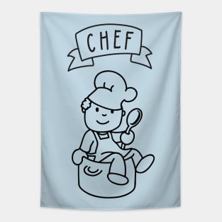 Cute Chef Cooking Tapestry