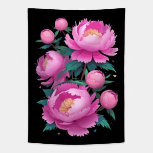 Pink Peony Roses Tapestry