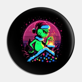 GRINCH SET ON FIRE CHRISTMAS RETRO 80'S VIBE Pin