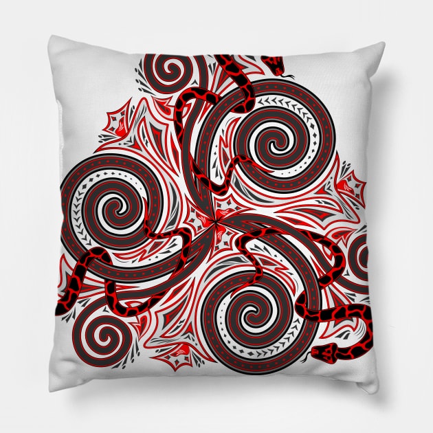 Trickle symbol and interweaving snakes Pillow by Artist Natalja Cernecka