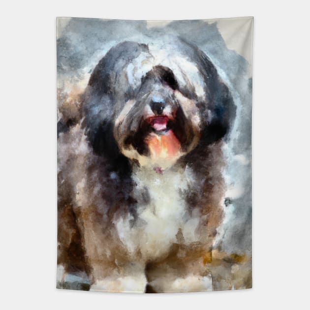 Havanese Watercolor Painting - Dog Lover Gifts Tapestry by Edd Paint Something