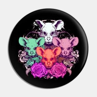 Wiccan Magical Rats with Roses Potion Pin