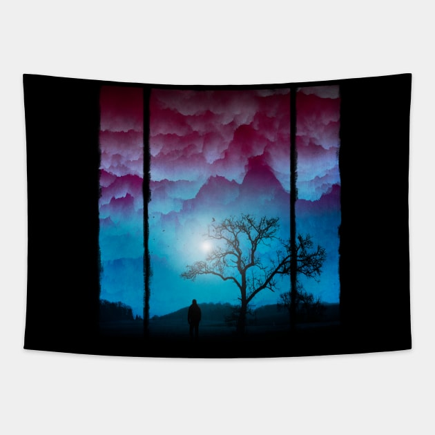 Fierce Sky - Surreal Night Scene Tapestry by DyrkWyst