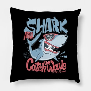 shark tshirt surf  print design Pillow