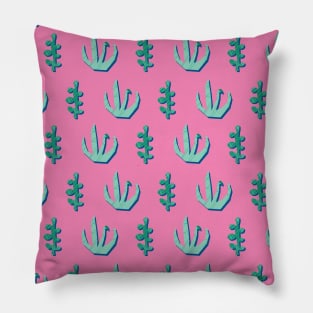 Abstract Papercut Plants On Pink Pillow