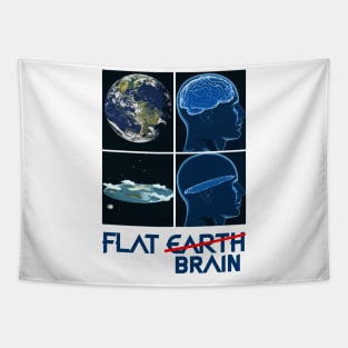 flat earth brain white Tapestry