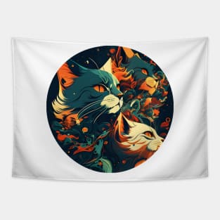 Cat Happy Cute Fantasy - Cat Lover Tapestry