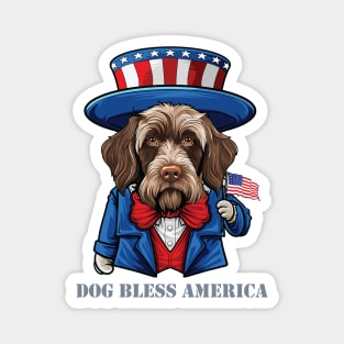 Funny 4th of July Wirehaired Pointing Griffon Dog Bless America Magnet