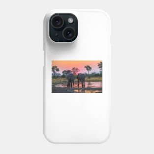 Elephants at sunset Phone Case