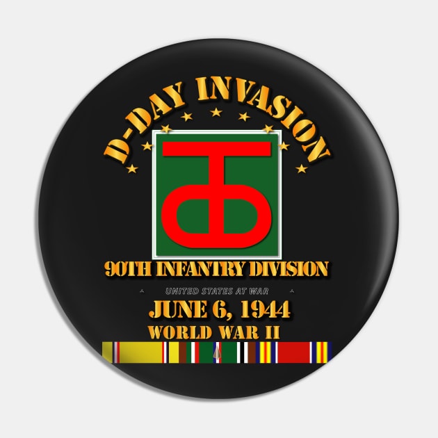 90th Infantry Div - D Day w Svc Ribbons Pin by twix123844