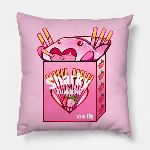 Strawberry Sharky Pillow by SharksnDonuts