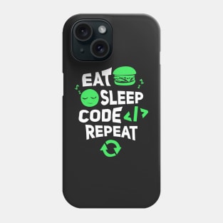 Eat sleep code repeat programming clothes Phone Case