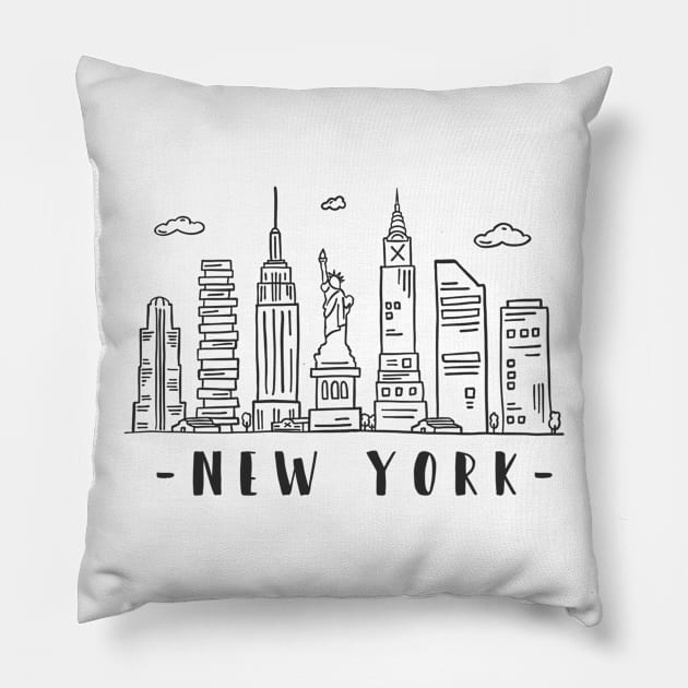 The Skyline of New York Pillow by EarlAdrian