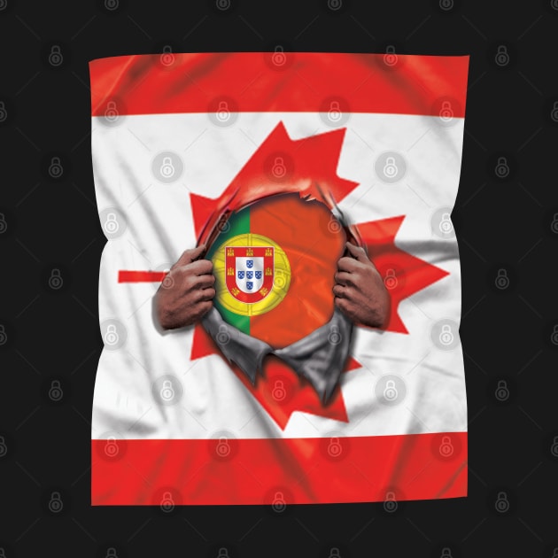 Portugal Flag Canadian Flag Ripped - Gift for Portuguese From Portugal by Country Flags