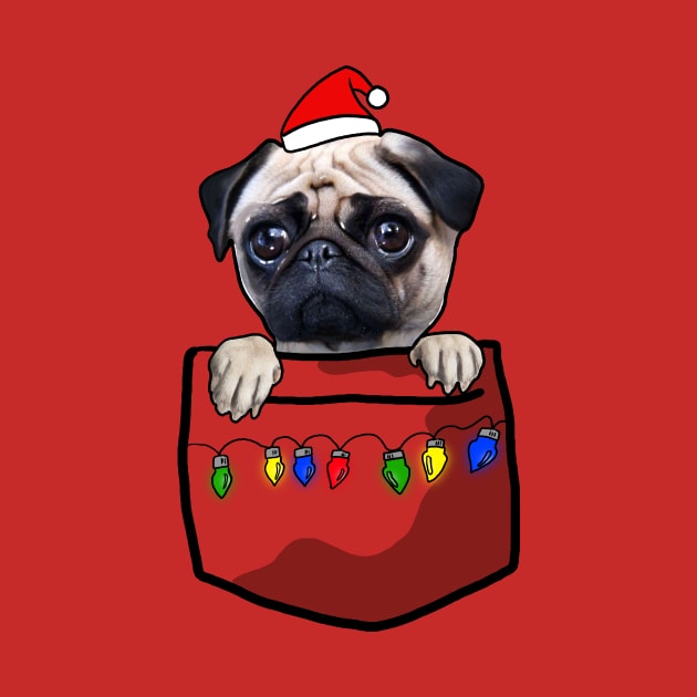 Pug christmas pocket tee by absolemstudio