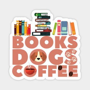 Books Dogs Coffee Magnet