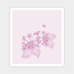 Elegant flowers and butterflies in pink Magnet