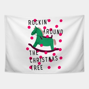 Rocking Around the Christmas Tree with Pink Dots Tapestry