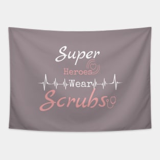 Super heroes wear scrubs Tapestry