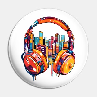 Headphone Music Non Stop Fun Urbain City Life Pin