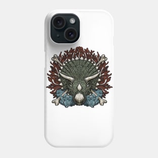 Illustration of furious triceratops Phone Case