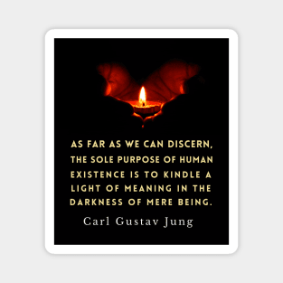 Carl Jung quote: As far as we can discern, the sole purpose of human existence is to kindle a light in the darkness of mere being. Magnet