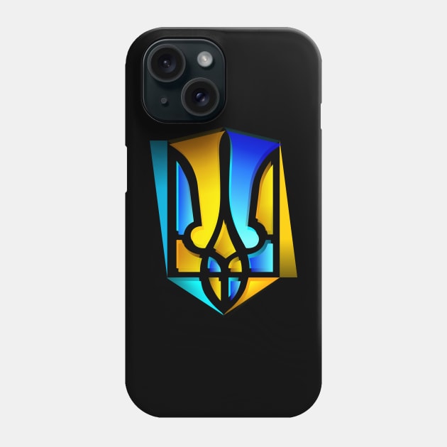 Stained glass Ukrainian trident Phone Case by goldengallery