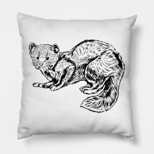 Line drawing - ferret Pillow