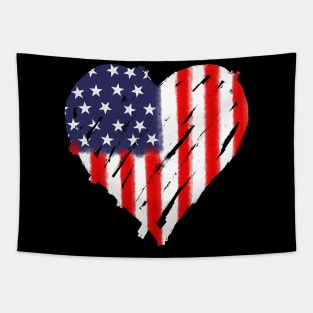 American Flag Heart Abstract 4th Of July Gift Tapestry