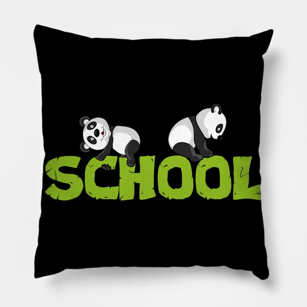 Panda School Gift Idea Design Motif Pillow by Shirtjaeger