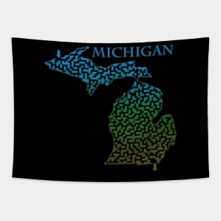 Michigan State Outline Maze & Labyrinth Tapestry