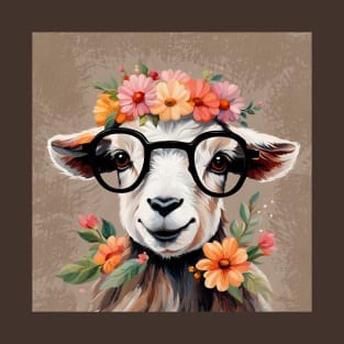 Funny Princess Baby Goat Wearing Glasses T-Shirt