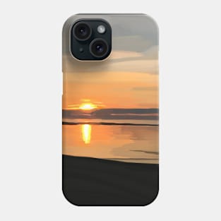 Pretty Reflective Orange Sunset Photographic Painting, Made by EndlessEmporium Phone Case