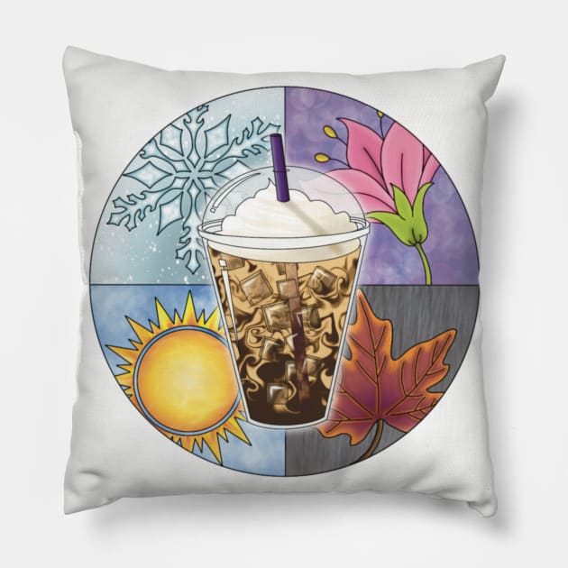 Iced Coffee For All Seasons Pillow by TheEmeraldOwl_byKaitlyn