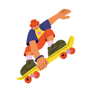 Skater Boy Colorful Cartoon Skateboarder Illustration | Skateboarding Sports T-Shirt