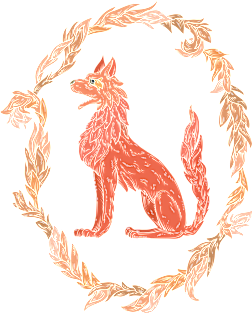 Red fire wolf in a floral wreath Magnet