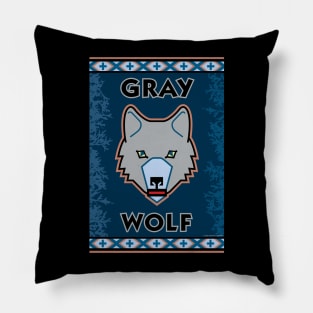 Cunning Gray Wolf Crest Pillow