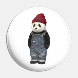 Red beenie panda Pin